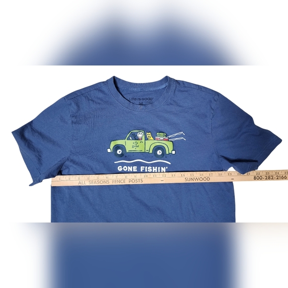 ​Life is Good Medium Gone Fishin Tee Shirt Flaw Noted - Picture 6 of 7